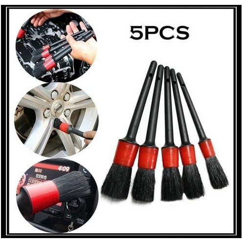 5 PCS KUAS AUTO DETAILING brush sikat poles salon interior eksterior mobil ISI LIMA hitam serbaguna