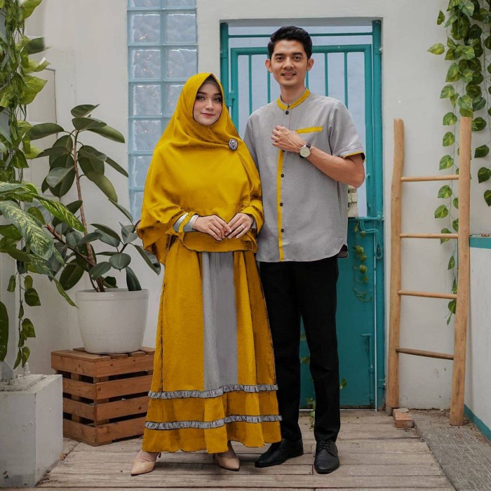 PC- COUPLE Nadira MUSTARD [Baju Couple 0121] VDR Baju Gamis Wanita -PC