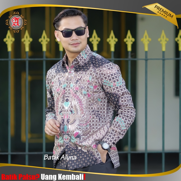 Diskon Baju Pakaian Kemeja Batik Cowok Lengan Panjang Seragam Solo Jawa Modern Produsen Batik Aluna Pcw 015 OnaOdKrI3z6wGX7