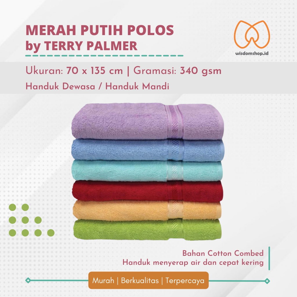 [WS] Handuk Mandi Merah Putih Polos uk. 70x135 cm