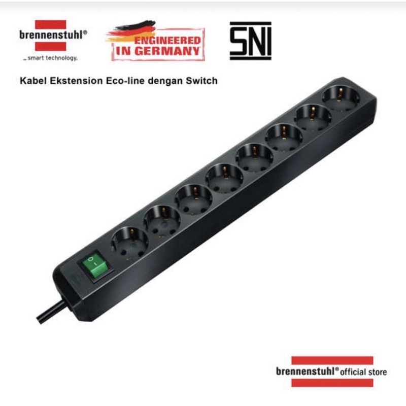 [GERMANY] BRENNENSTUHL Stop Kontak 8 Lubang Socket ECO LINK dengan Kabel 3M GERMANY