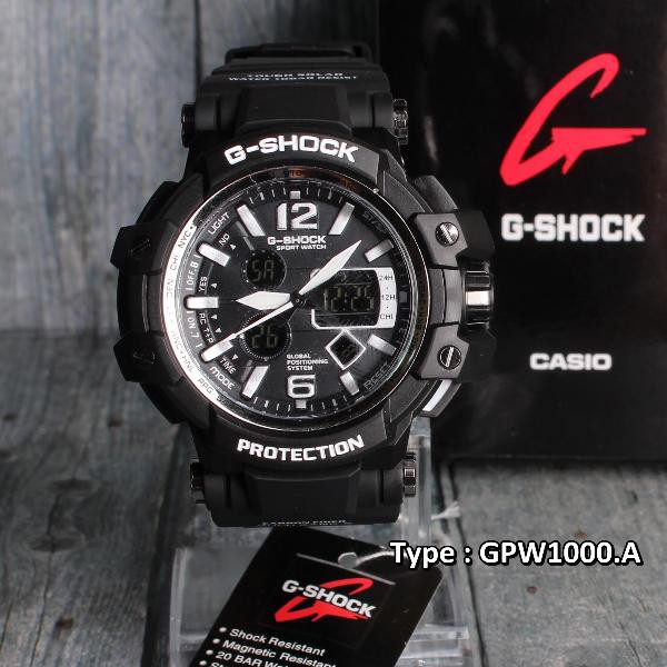 Jam Tangan Pria G Shock Casio Army GPW1000 Black Silver Metal