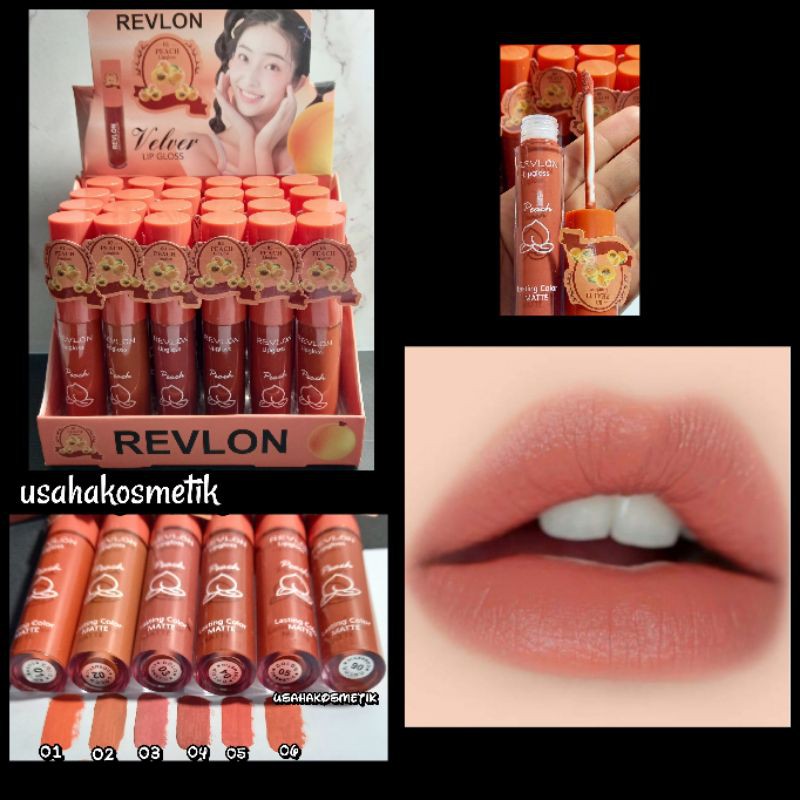 PROMO HOT LIP GLOSS LIP CREAM MATTE REVLON LONG LASTING HARUM PEACH  / PINEAPPLE NO.R001/ R-002