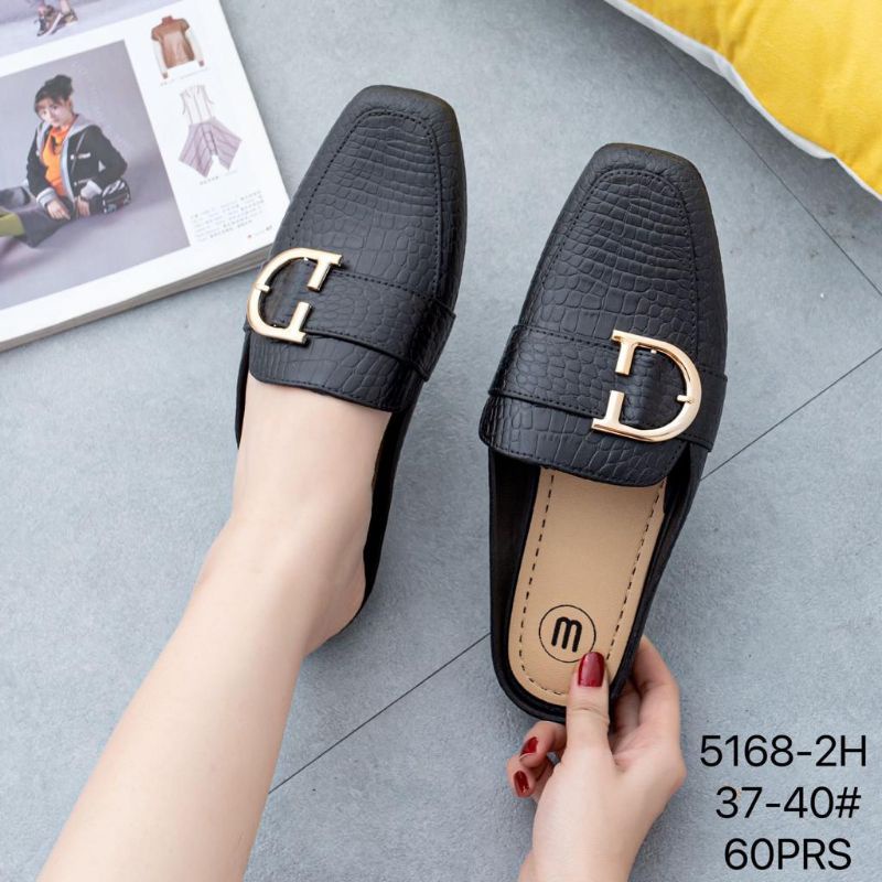 Sandal Slop Wanita Motif Kulit Gesper Bahan Jelly Karet Import Lentur Empuk SLOP D