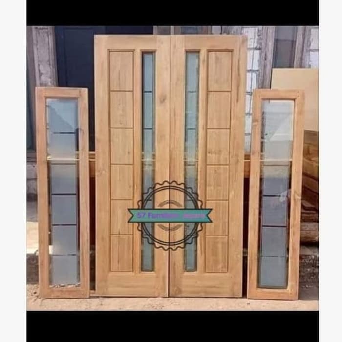 1 Set Paket Pintu Rumah Jendela Kaca Kusen Modern Kayu Jati Jepara Shopee Indonesia