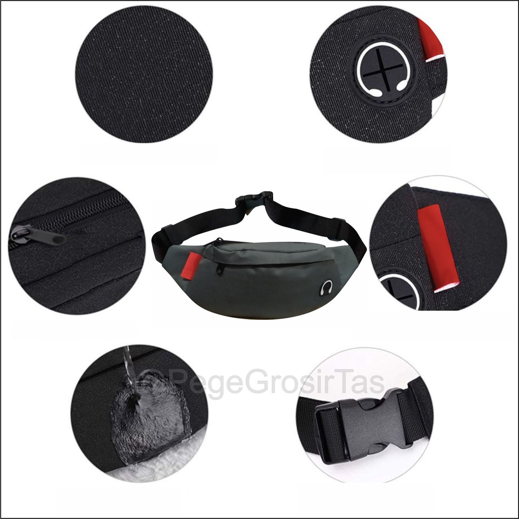 PG 8875 - Tas Pinggang Waistbag Polos Pria Selempang Bahu Kasual Simpel Elegan