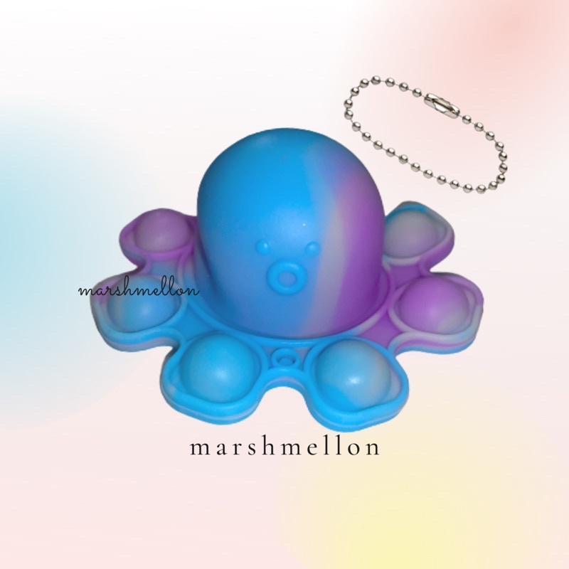 Gantungan Kunci Pop It & Gelang Pop It Pastel Rainbow | Pop It Gurita | Princess Key Chain (Snow White Cinderella Aurora Belle) | Pop It Warna Lilac Pink Tosca Fidget Key Chain Macaron-Gurita Ungu Biru