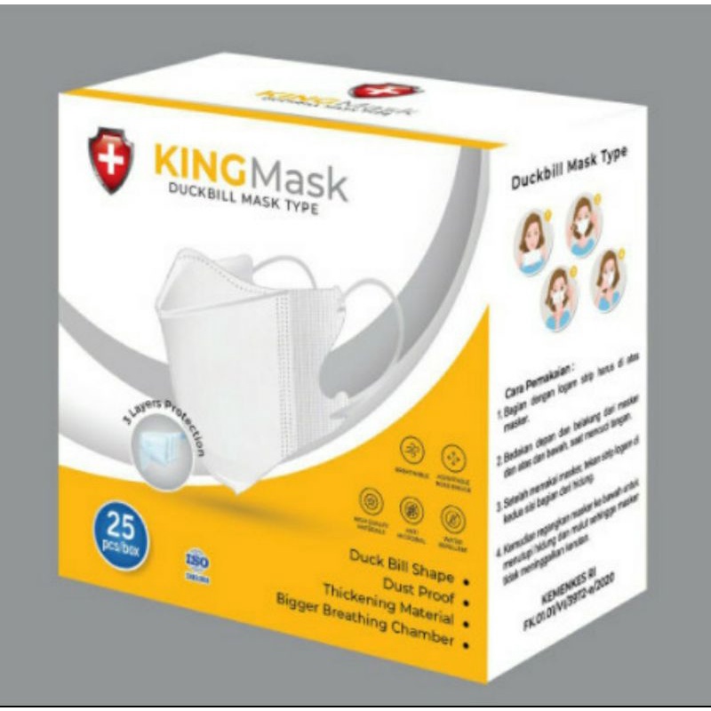 Masker duckbill KINGMASK 3 ply garis premium mask 1 box 25pcs