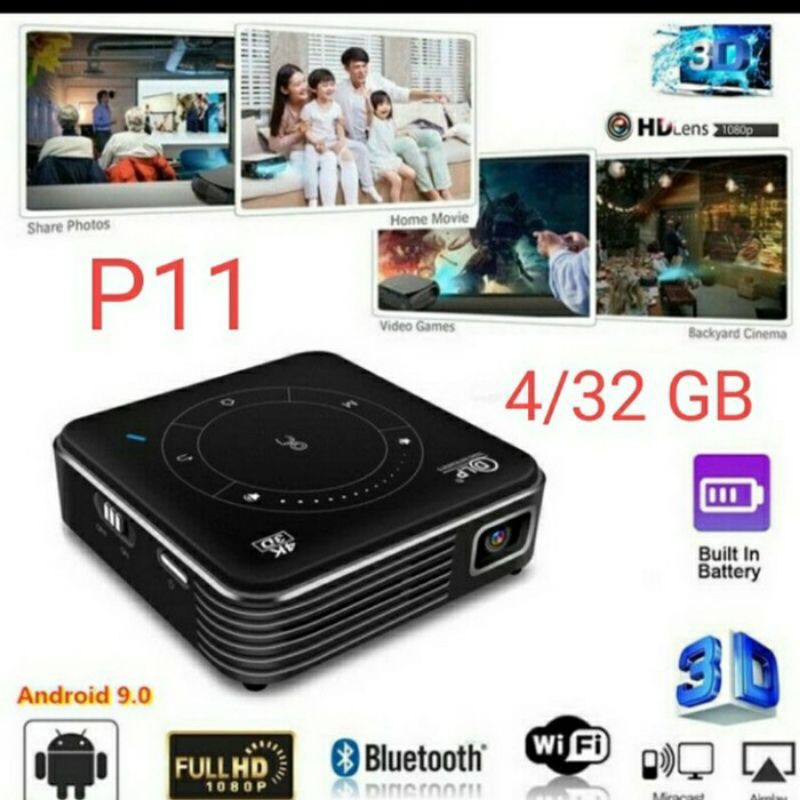 PICO P11 DLP Mini Smart Projector Android 9 4GB/32GB Airplay Miracast