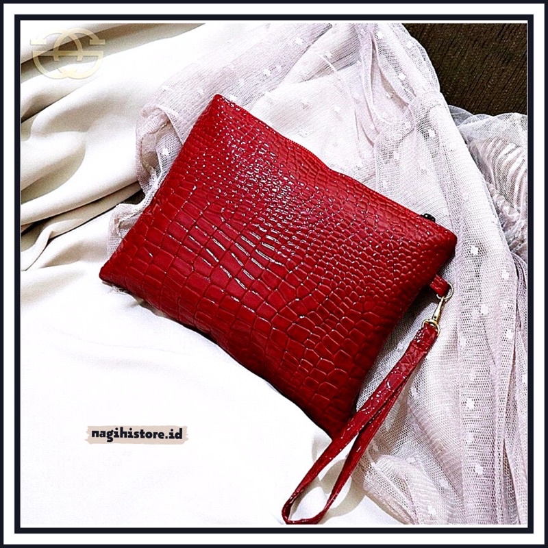 ✨NAGIHI✨ CLUTCH CROCO GLOSSY / POUCH CROCO / POUCH CROCO WANITA / DOMPET WANITA