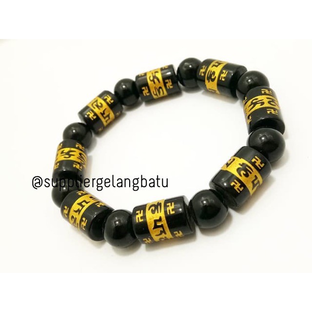 gelang batu tabung tibet onyx 10mm ready stok supplier online craft aksesoris pria wanita buddhist