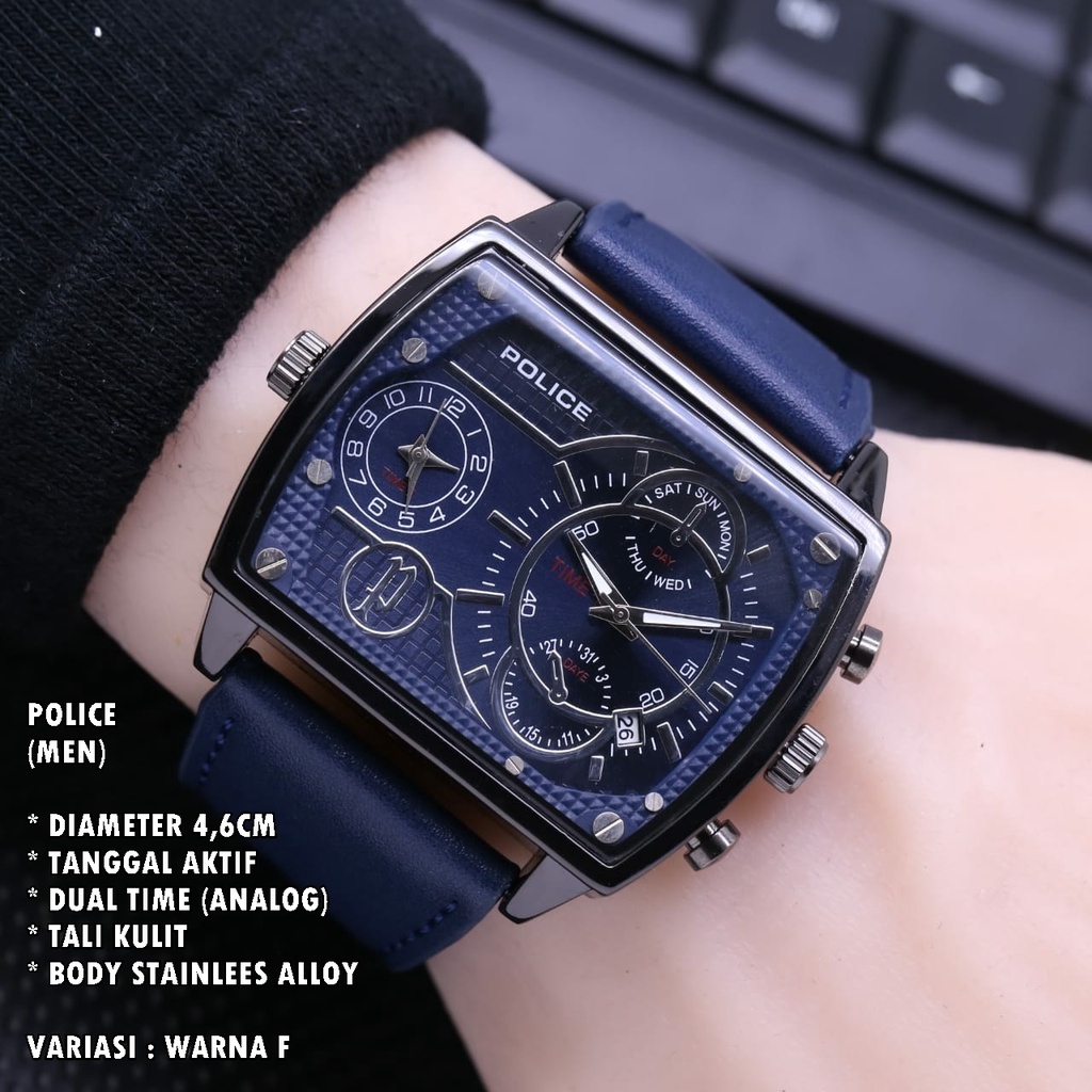 (BISA COD) JAM TANGAN WANITA FASHION TALI KULIT BODY SEGI TANGGAL &amp; DUAL TIME AKTIF