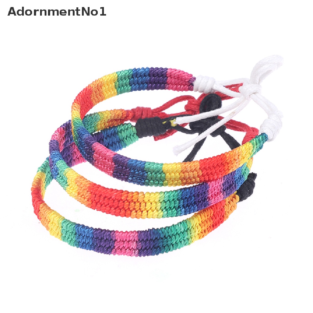 (AdornmentNo1) Lgbt Gelang Tali Anyam Handmade Warna Pelangi Untuk Pasangan / Pria / Wanita