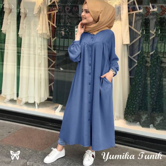 ELVA 5 - Yumika Tunik Dress bahan Moscrepe , chambrey dan vaganza , Ld 104, Pjg 120 300gr