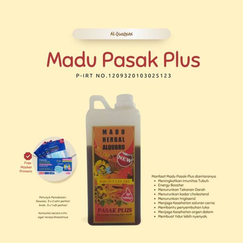 

Madu Asli/ Madu Pasak plus free Masker Premiro 1100gr