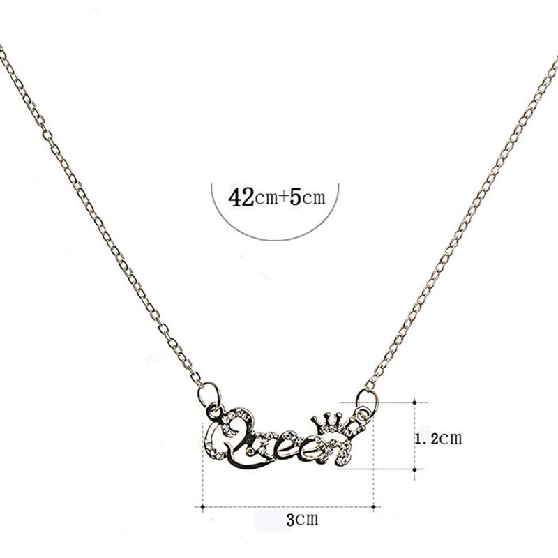 Luxury Gold Color Queen Crown Chain Necklace Zircon Crystal Necklace Women Fashion Jewelry Birthday Present