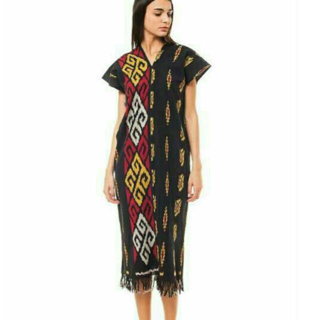 Dress - dress tenun - dress etnik - kaftan tenun - kaftan