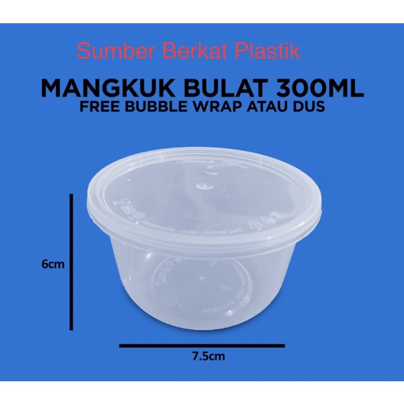 Thinwall Mangkok Bulat Bowl 300Ml/Mangkok Bowl +Tutup Food Grade/Cup Salad Buah 300ML isi : 25pcs