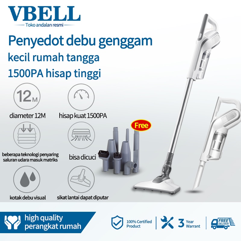 VBELL  vacuum cleaner genggam hapus tungau pembersih rumah tangga pembersih vertikal 2 in 1