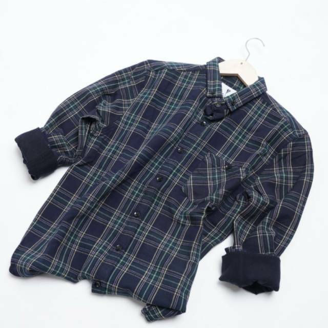 YB KEMEJA FLANEL PRIA MOTIF KOTAK LENGAN PANJANG SLIM FIT LONG SLEEVE FLANNEL LIST DARK GREEN