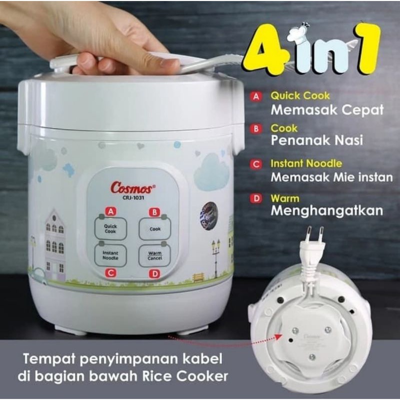 COSMOS CRJ-1031 / CRJ 1031 Mini Digital Portable Rice Cooker Travel 0,3 L GARANSI RESMI