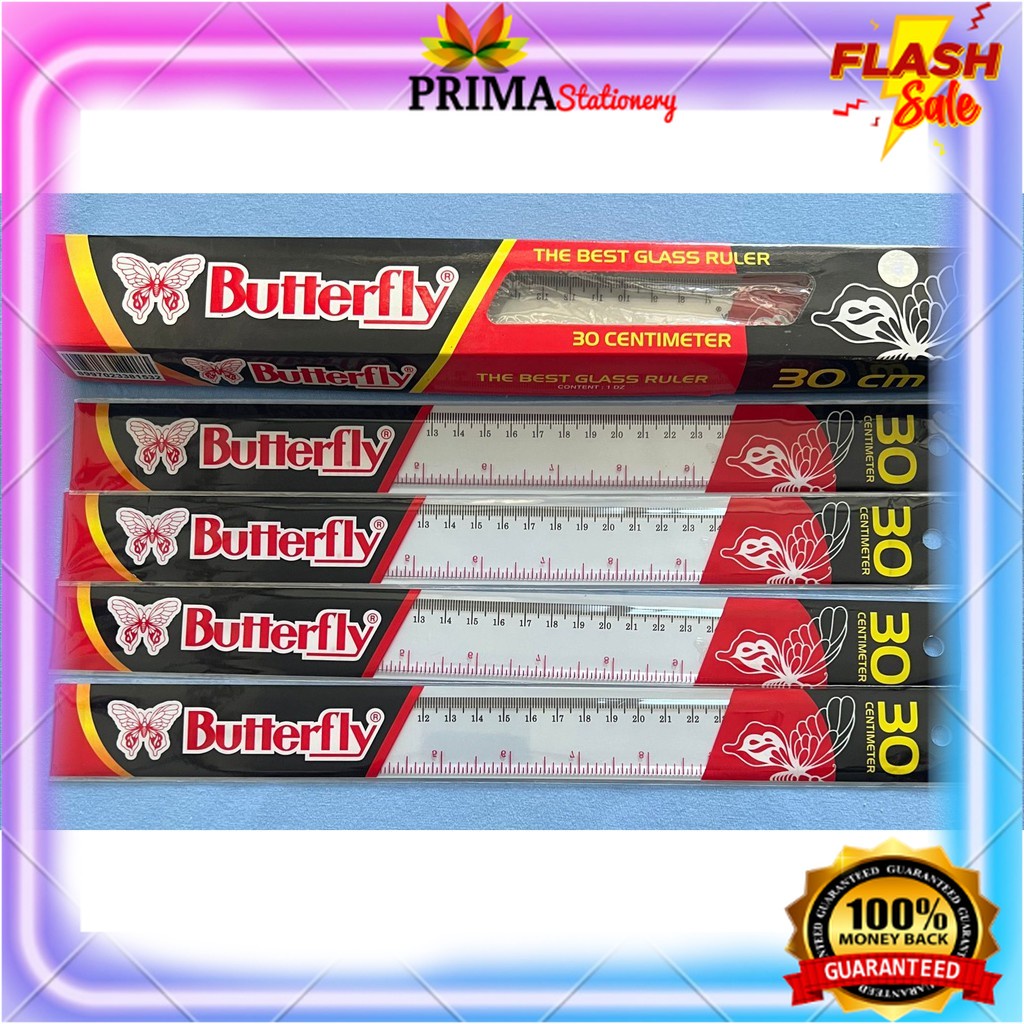 

[ ECER ] Penggaris Butterfly 30cm Plastik Atk Termurah!
