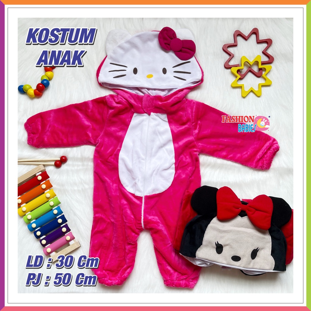 ❤ Fashionbabies ❤ KOSTUM BAYI IMPORT / KOSTUM HELLOKITTY / KOSTUM MINNIE MOUSE / KOSTUM KARAKTER ANAK LUCU