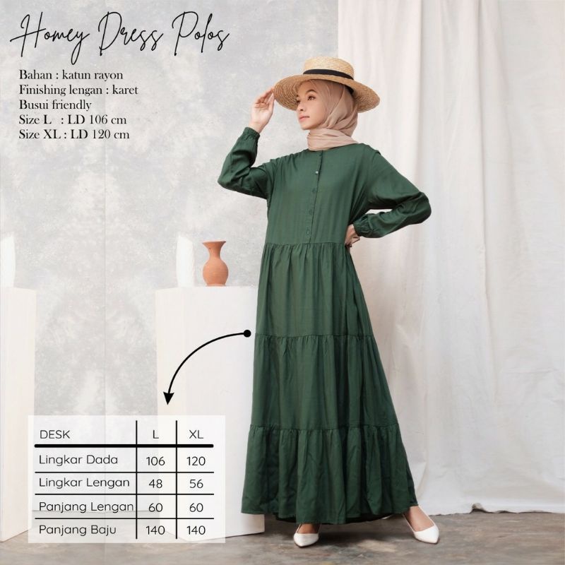 daily gamis katun rayon premium rempel susun homey dress polos plain home dress muslim casual busui 