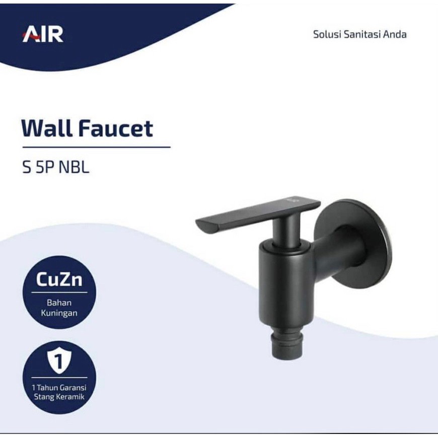 Kran Taman KUNINGAN AIR Minimalis Hitam 5PNBL-Keran air mesin cuci brass faucet wall black matte tebal anti karat bergaransi