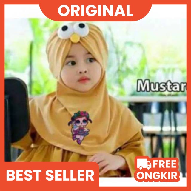 JILBAB ANAK BAYI 0-2 TAHUN LOL LED MUSIK ELMO / HIJAB ANAK BAYI KARAKTER LUCU ELMO