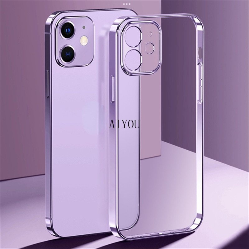 Soft Case Silikon TPU Transparan Frame Plating Cover iPhone 14 Plus 14 Pro Max 13 12 11 Pro Max Mini X XS XR SE 2022 8 7