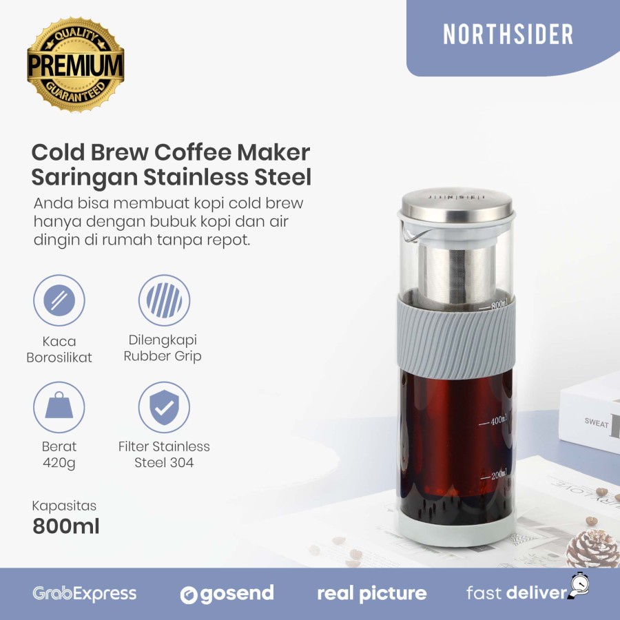 KOPI TEH COLD BREW COFFEE CONCENTRATE MAKER 800ML SARINGAN STAINLESS