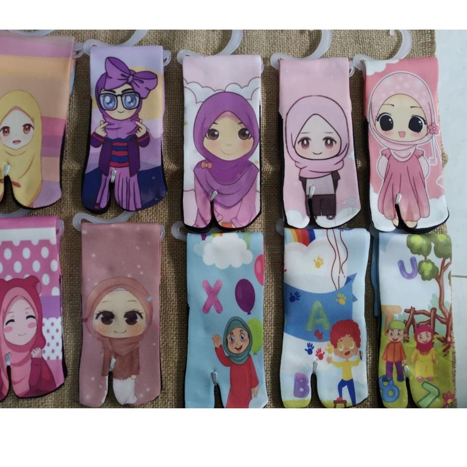 â°â² Kaos Kaki Printing Anak Kaos Kaki Jempol Tapak Hitam Motif Gambar Kartun Muslimah Merk Nida