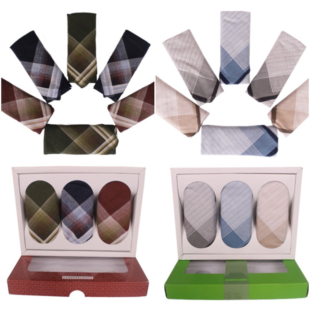 Sapu Tangan Pria / Saputangan Pria Katun / Handkerchief - Isi 6 / Free Kotak (SPT)
