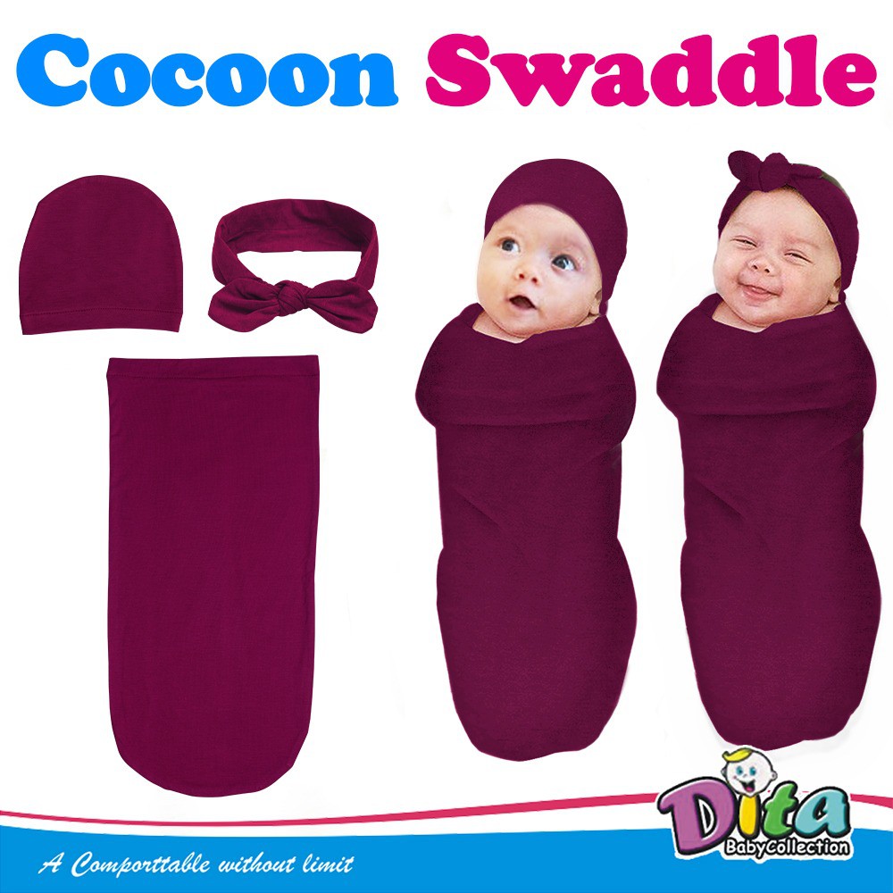 SNI Bedong Instan Cocoon Dita Moons care Polos Swaddle , Bedong Cocoon Dita Polos