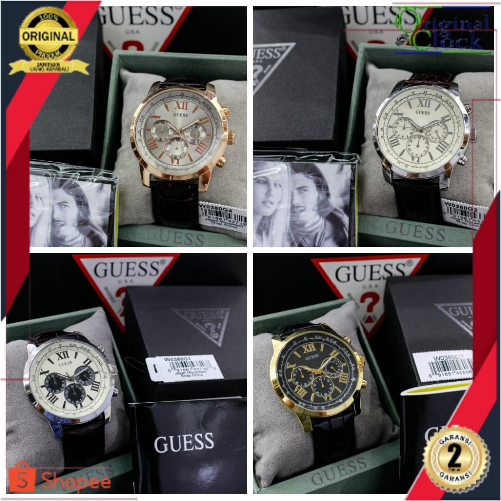 JAM TANGAN PRIA WANITA | RANTAI | KULIT | KARET | MURAH | PRIA GUESS HORIZON W0380G1 W0380G2 W0380G3