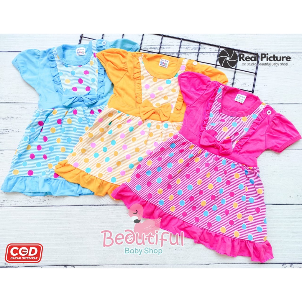 Dress Bayi Perempuan Motif Polka Balon / Rok Baju Bayi Perempuan  Merk Syifana / Baby.ou