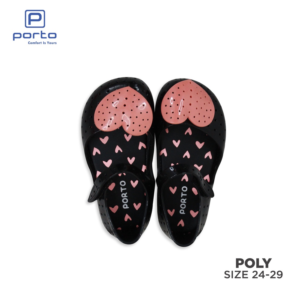 POLY - Porto Leveling Sepatu Sandal Anak-Anak Wanita Size 24 - 29 Nyaman Lucu Love Original Terbaru Porto Lady