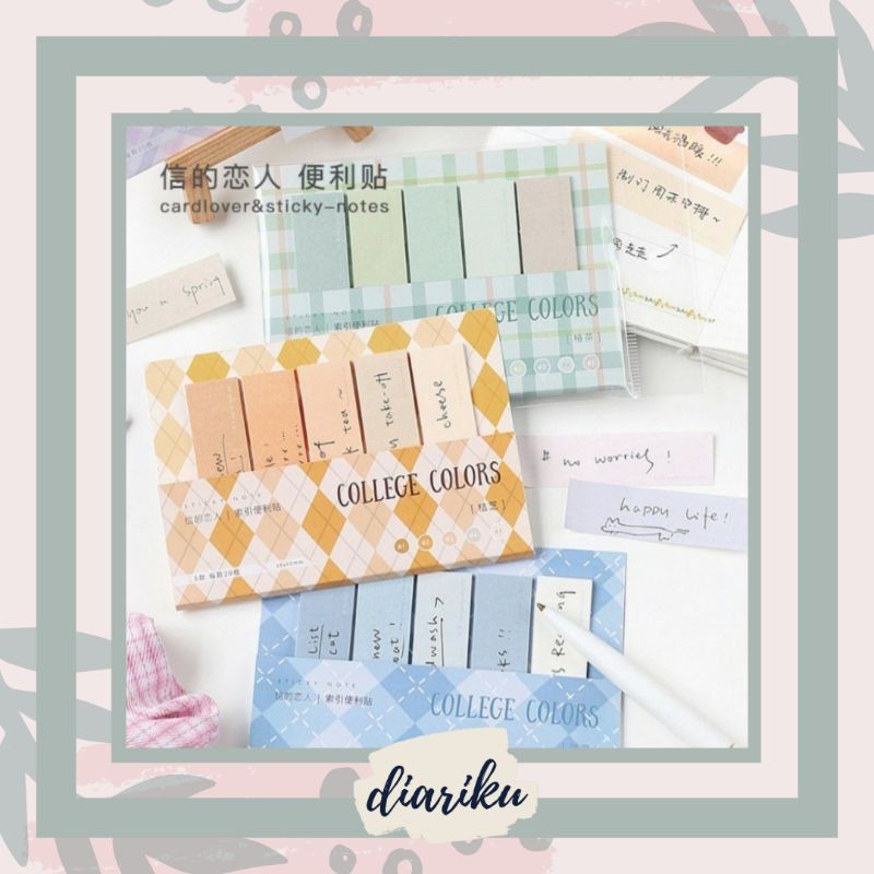

College Colors Label Sticky Notes / Kertas Memo Tempel Lucu Unik Murah