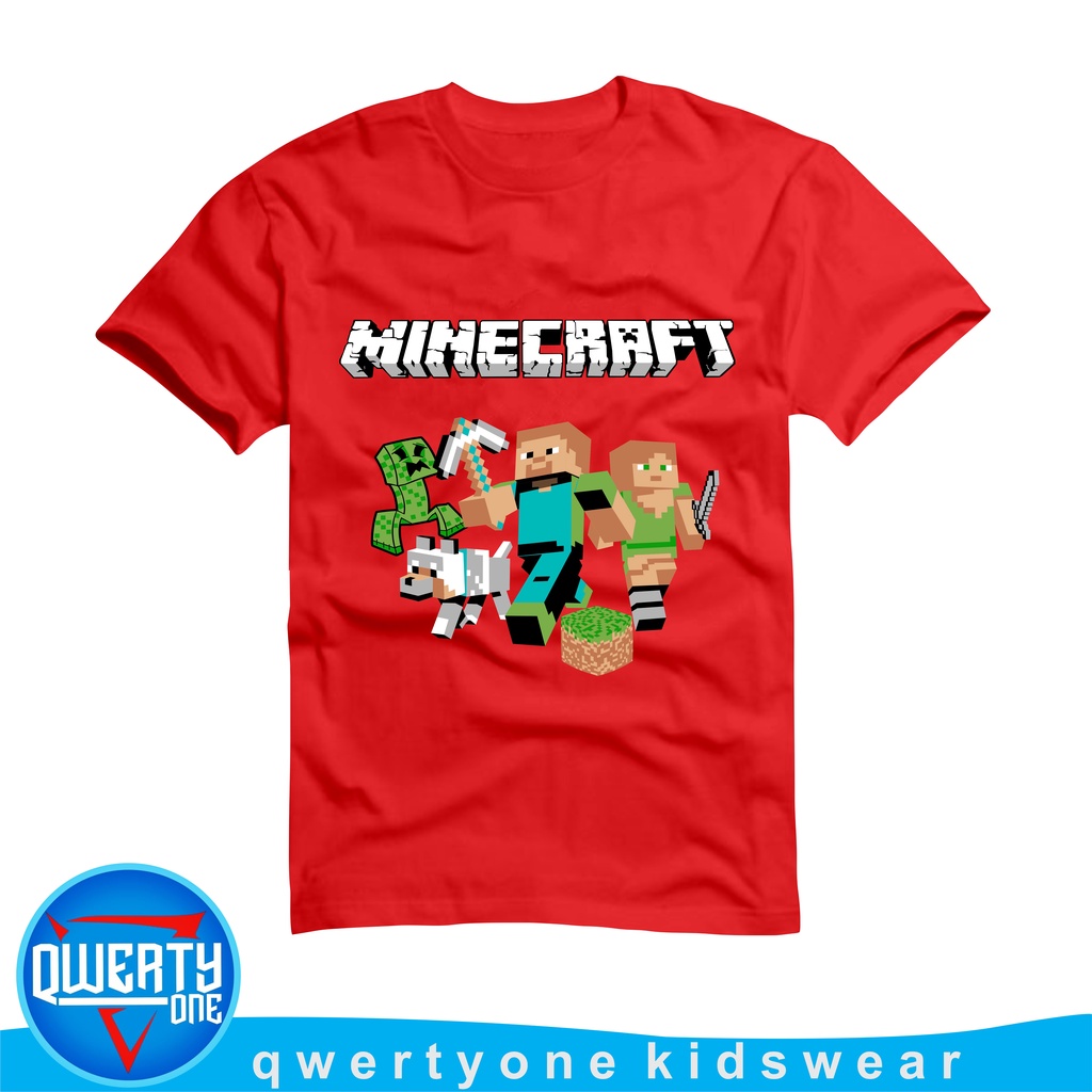 KAOS ANAK LAKI LAKI MINECRAFT MERAH 1-12 TAHUN