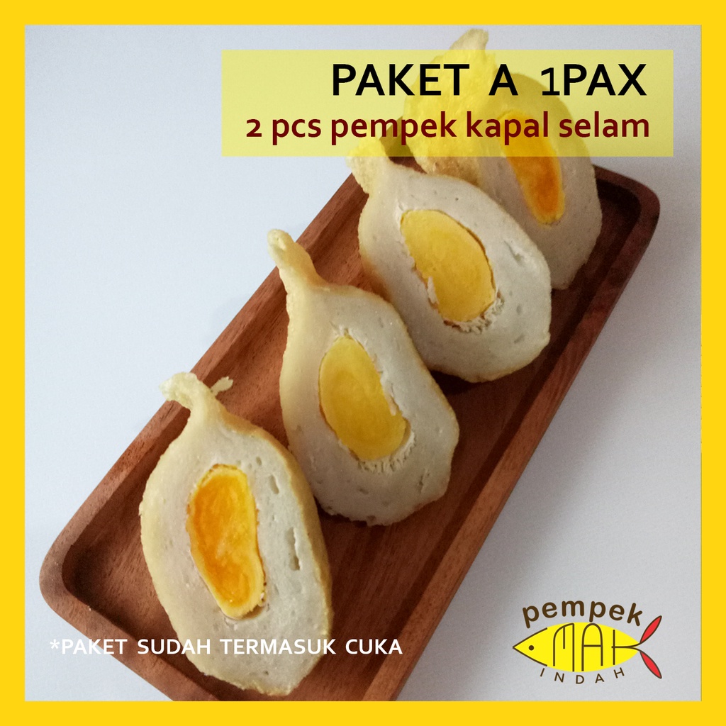 PEMPEK EMAK INDAH - PEMPEK MPENAK PALEMBANG ASLI IKAN TENGGIRI - Paket 1 Pax KAPAL SELAM DAN CAMPUR