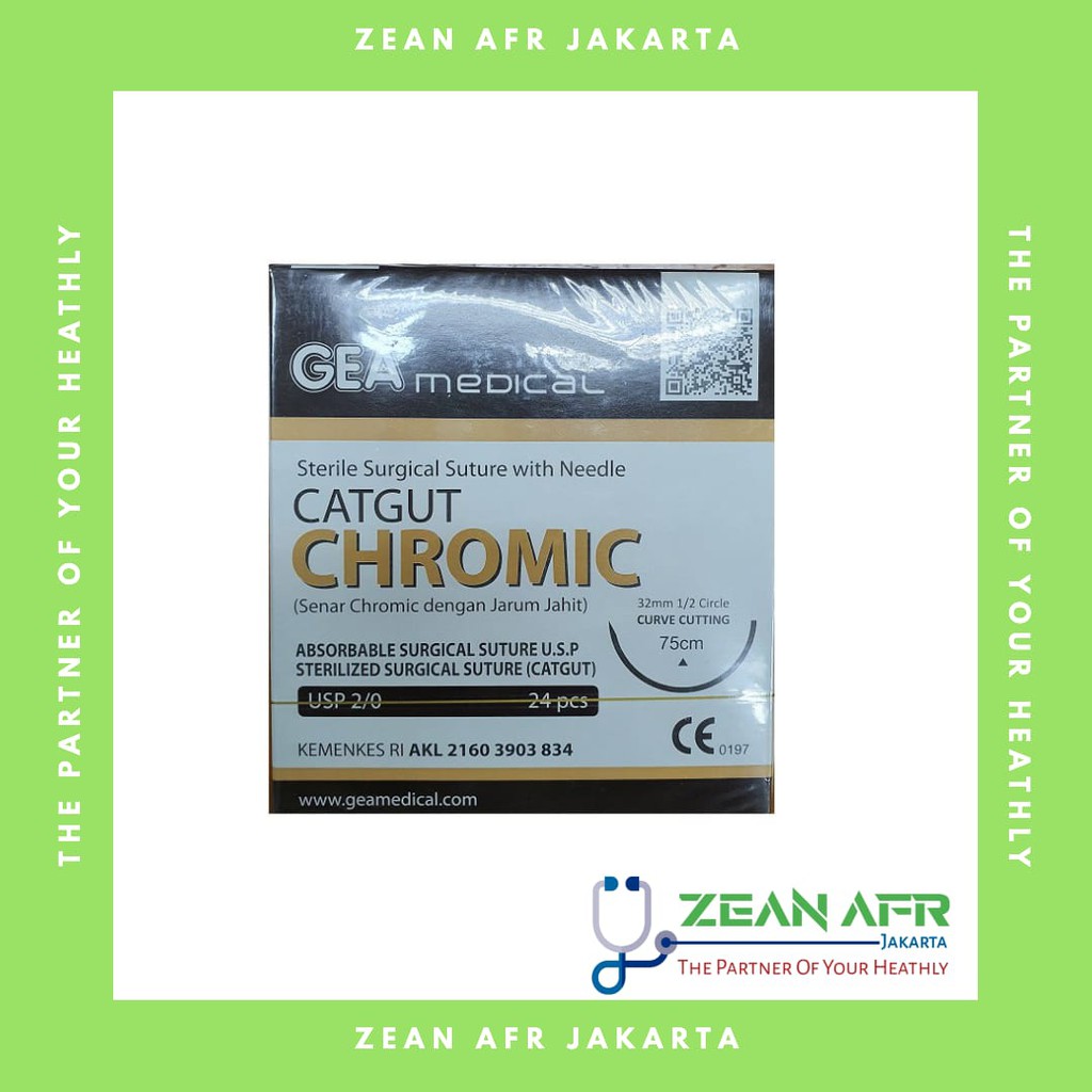Gea Chromic Catgut 2/0 plus jarum 24pcs