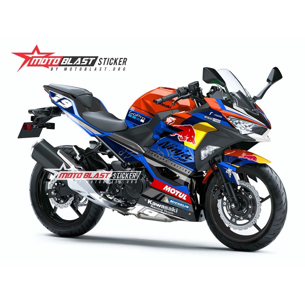 Decal Stiker Full Body Ninja 250R FI 2018 Livery Banteng Merah Tracker Motoblast