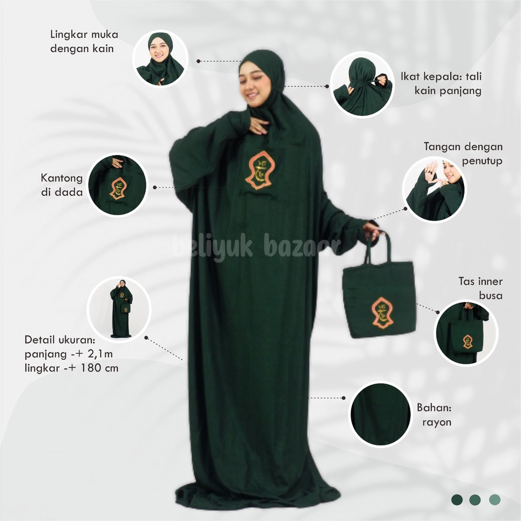 Mukena Hadramaut Terusan Bali Terompah Polosan Warna Mukenah Dewasa adem lembut halus Jumbo Rayon 5 Warna