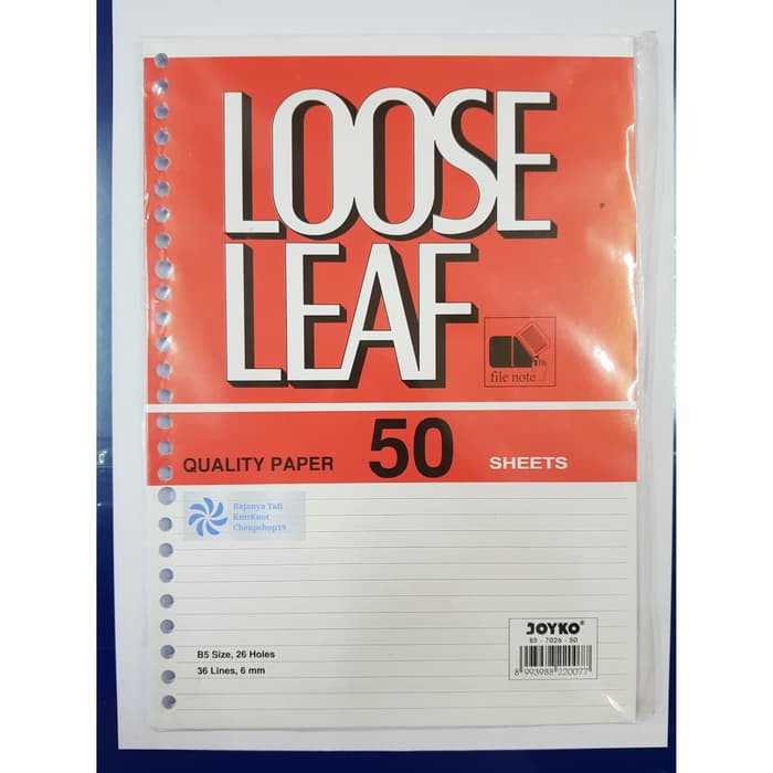 

Loose Leaf B5 50 Lembar ( Isi / Kertas File ) Joyko RJT