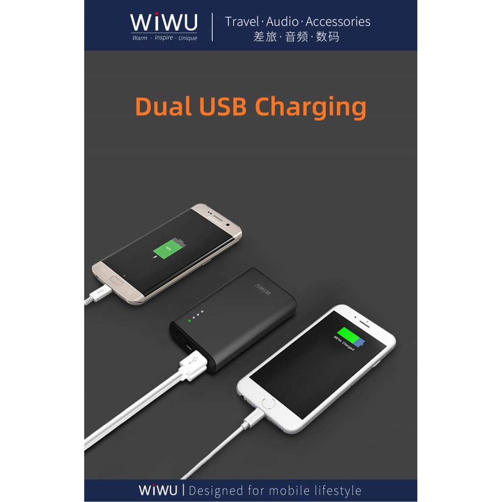 WIWU POWER QUANTUS JC-05 - 10000mAh Powerbank - PD 18W Max and QC3.0