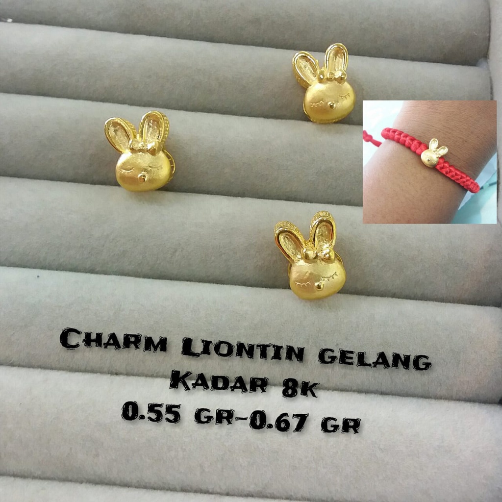 Charm gelang fashion ringan kadar 375/8karat cocok untuk kado model kelinci