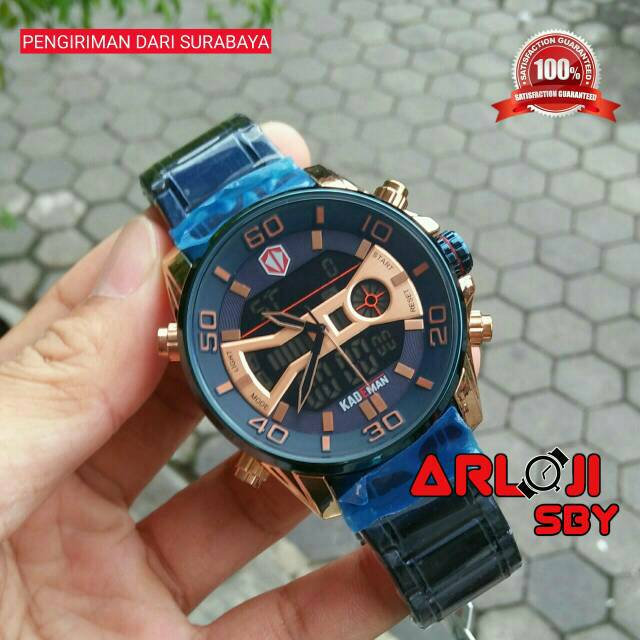 Jam tangan pria Kademan K6172G dualtime original tahan air