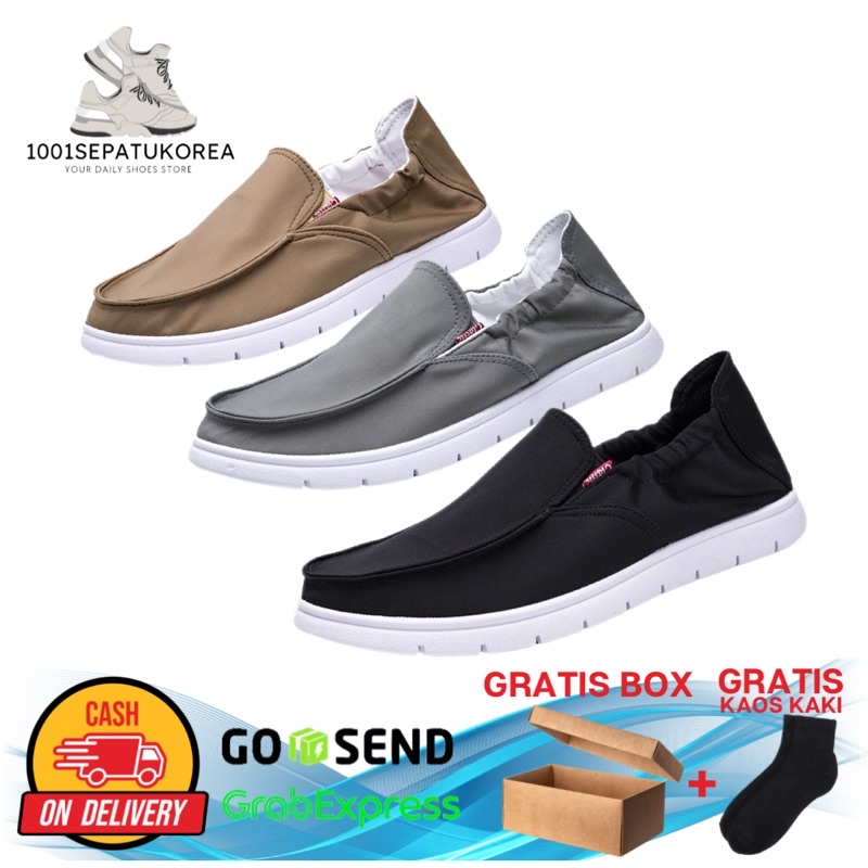 1001 IMPORT SEPATU SLIP ON BRAVELY PRIA + BOX DAN KAOS KAKI !!! - 3 WARNA