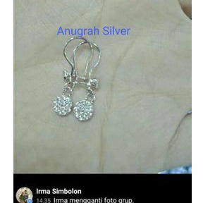 (COD)Anting rumbai anak/dewasa panjang bulat mata putih perak asli 925/Silver lapisan emas putih murni!!!